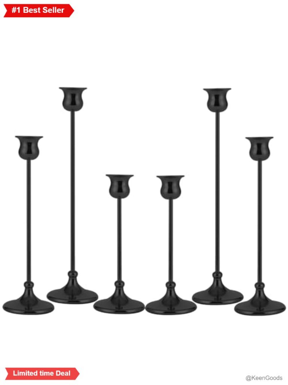 Metal Candlestick Holder Set 6 Pcs Taper Candle Holders